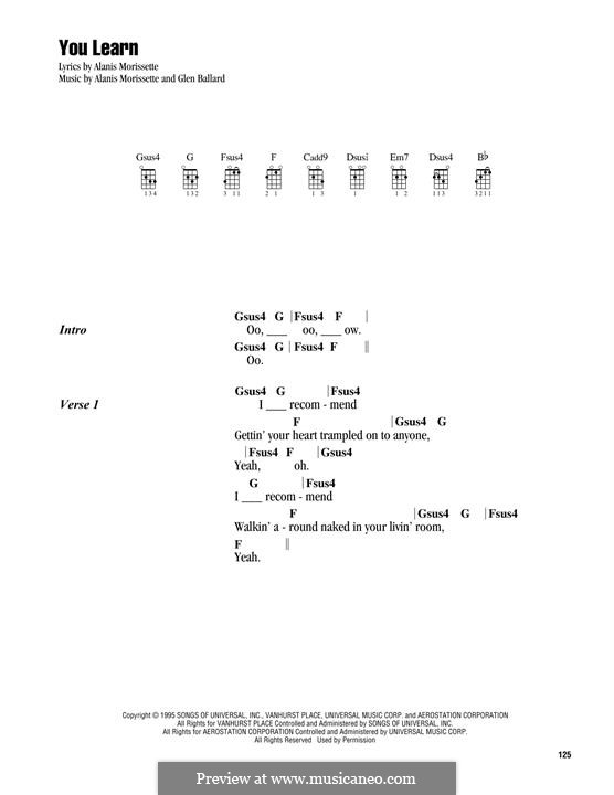 You Learn (from Jagged Little Pill The Musical): para ukulele by Alanis Morissette, Glen Ballard