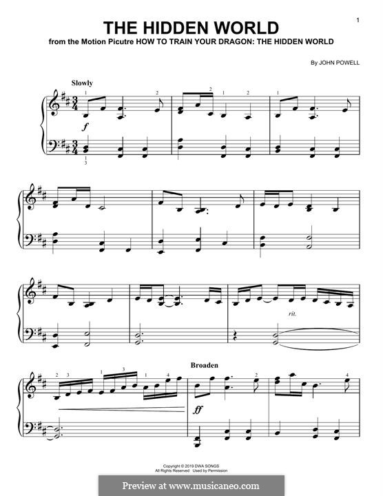 The Hidden World (from How to Train Your Dragon: The Hidden World): Para Piano by John Powell