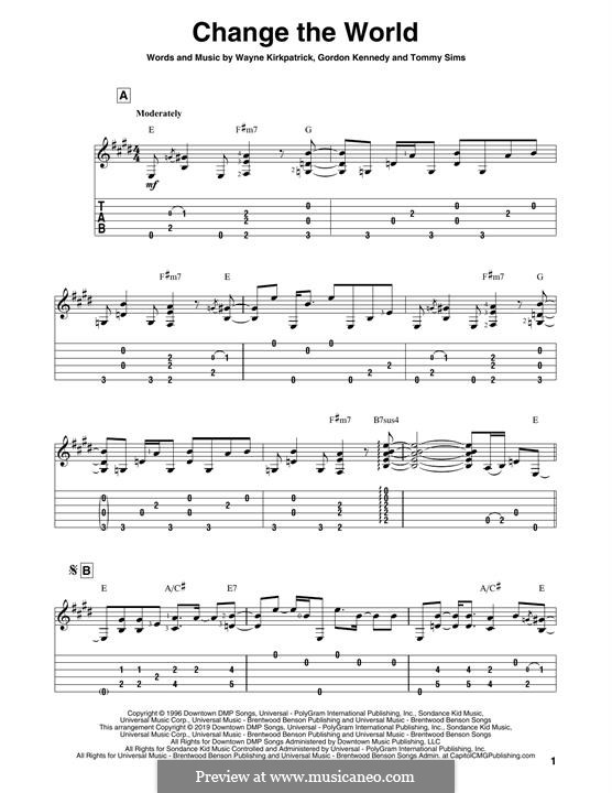 Change the World (Eric Clapton and Wynonna): Para Guitarra by Gordon Kennedy, Tommy Sims, Wayne Kirkpatrick