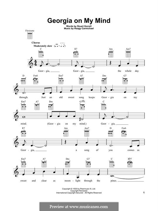 georgia on my mind uke chords