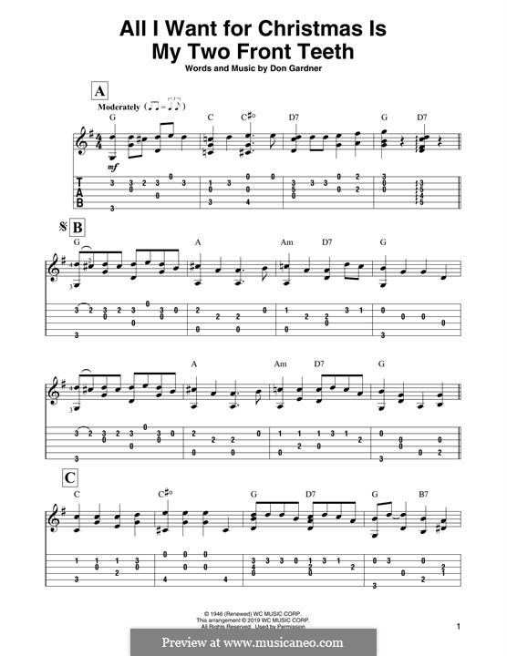 All I Want for Christmas Is My Two Front Teeth: Para Guitarra by Don Gardner