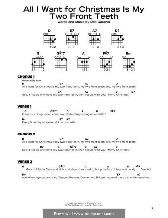 All I Want for Christmas Is My Two Front Teeth: Para Guitarra by Don Gardner