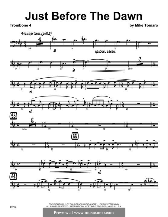 Just Before the Dawn: 4th Trombone part by Mike Tomaro