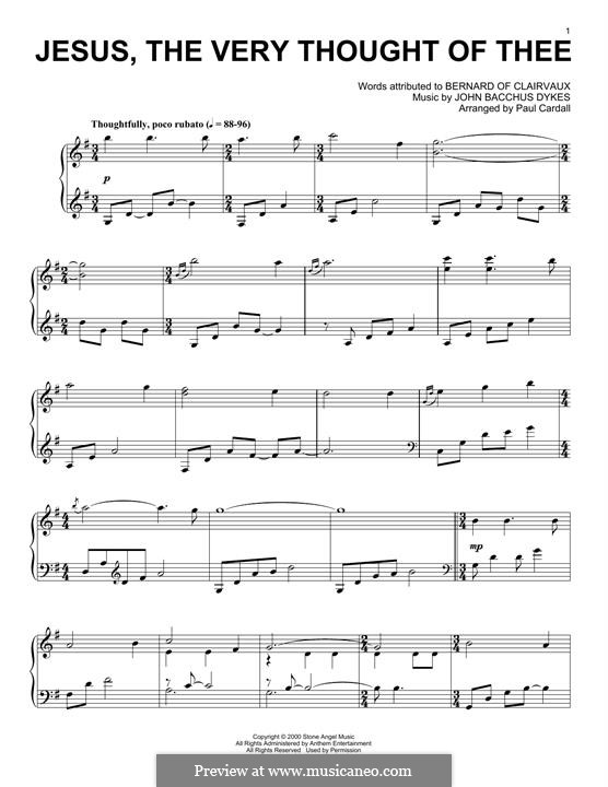 Jesus! The Very Thought of Thee: Facil para o piano by John Bacchus Dykes