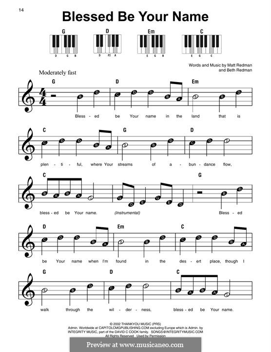 Blessed Be Your Name: Para Piano by Matt Redman, Beth Redman