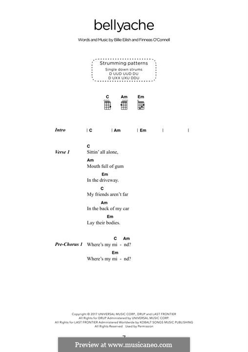 Bellyache: para ukulele by Finneas O'Connell, Billie Eilish