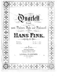 String Quartet in E Minor, Op.20: partes by Hans Fink