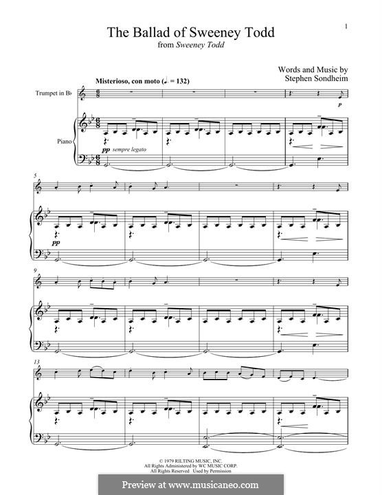 The Ballad of Sweeney Todd (from Sweeney Todd): para trompeta e piano by Stephen Sondheim