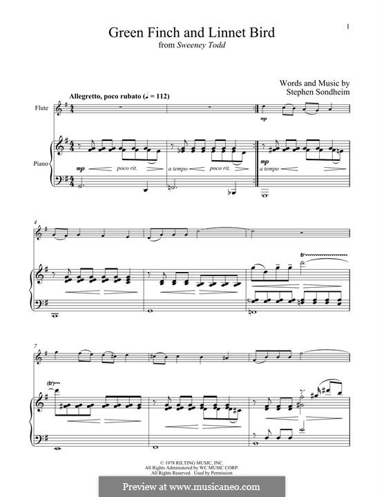 Green Finch and Linnet Bird: para flauta e piano by Stephen Sondheim