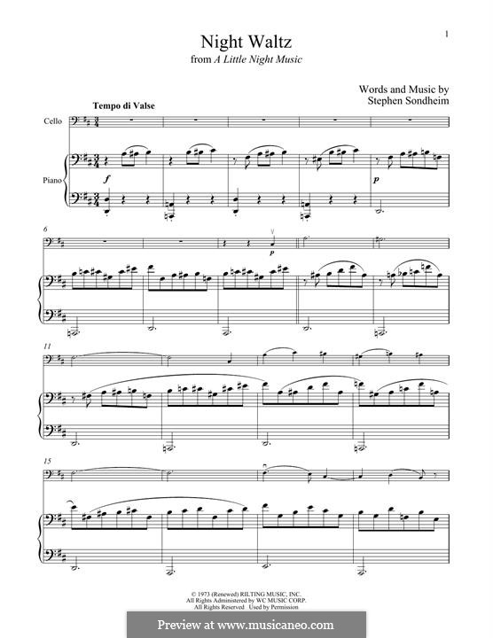 Night Waltz (from A Little Night Music): para Violoncelo e piano by Stephen Sondheim