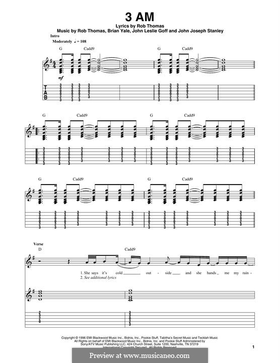 3 AM (Matchbox Twenty): Para Guitarra by Brian Yale, Jay Stanley, John Goff, Rob Thomas