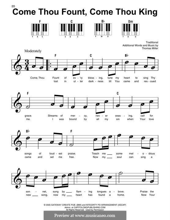 Come Thou Fount, Come Thou King: Para Piano by folklore