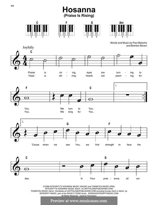 Hosanna (Praise is Rising): Para Piano by Paul Baloche, Brenton Brown