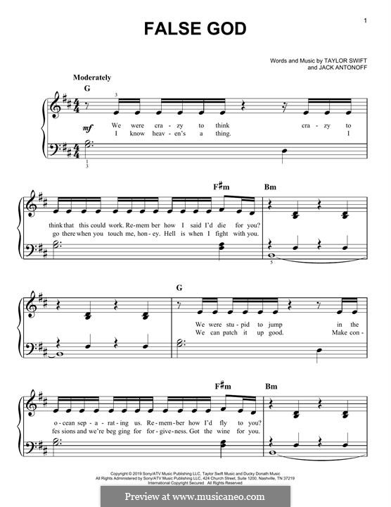False God: Para Piano by Taylor Swift, Jack Antonoff