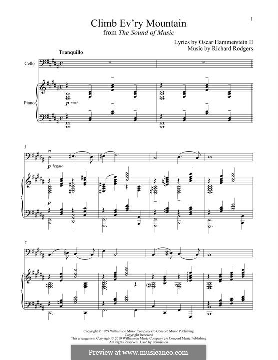 Climb Ev'ry Mountain (from The Sound Of Music): para Violoncelo e piano by Richard Rodgers