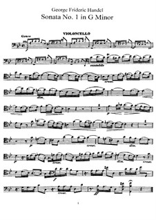 Sonata for Viola da Gamba and Harpsichord in G Minor: Versão para violoncelo e piano - parte de violoncelo by Georg Friedrich Händel