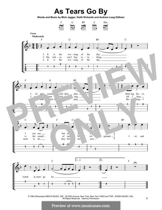 As Tears Go By (The Rolling Stones): para ukulele by Keith Richards, Mick Jagger