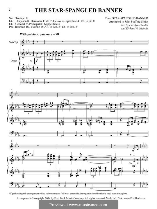 Instrumental version (one instrument): para orgãos by John Stafford Smith