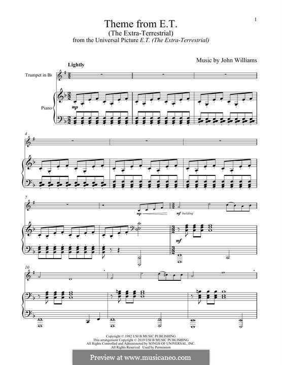 Theme from E.T. (The Extra-Terrestrial): para trompeta e piano by John Williams