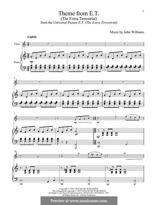 Theme from E.T. (The Extra-Terrestrial): para flauta e piano by John Williams