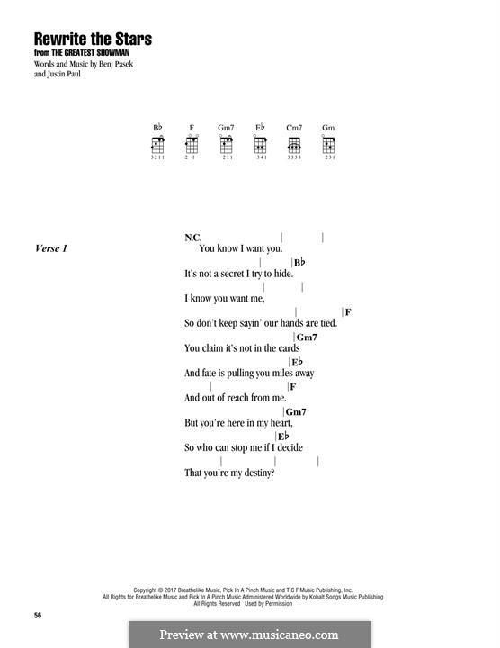 Rewrite the Stars (from The Greatest Showman): para ukulele by Justin Paul, Benj Pasek