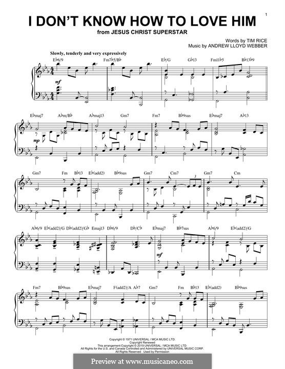 I Don't Know How to Love Him: Para Piano by Andrew Lloyd Webber
