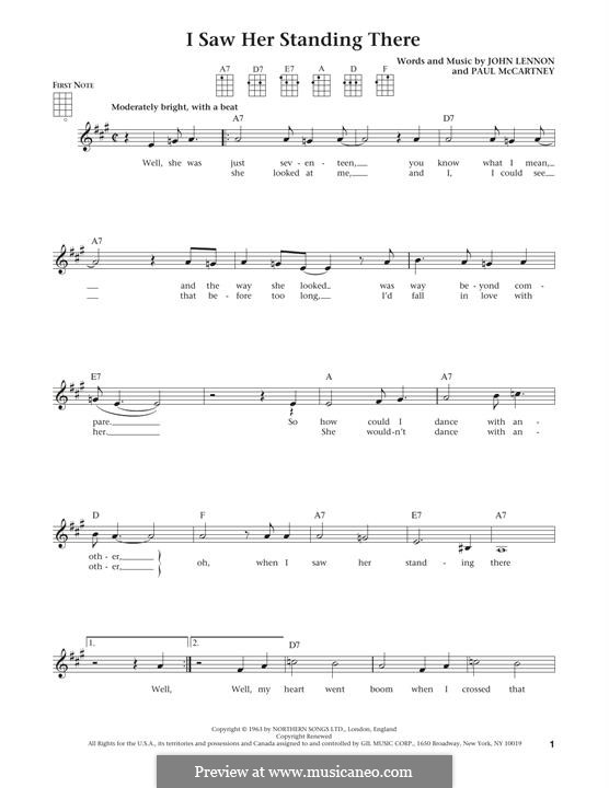 I Saw Her Standing There (The Beatles): para ukulele by John Lennon, Paul McCartney