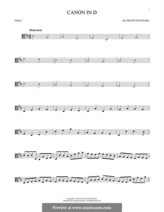 One instrument version: para viola by Johann Pachelbel