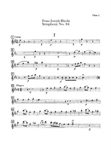 Symphony No.84 in E Flat Major 'In nomine Domini', Hob.I/84: oboes parte I-II by Joseph Haydn