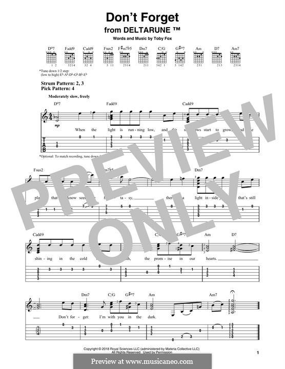 Don't Forget (from Deltarune): Para Guitarra by Toby Fox
