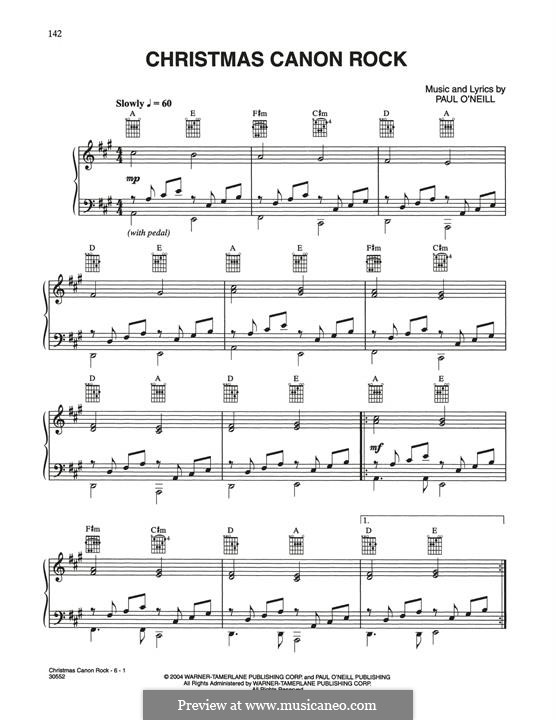 Christmas Canon Rock (Trans-Siberian Orchestra): Para vocais e piano (ou Guitarra) by Paul O'Neill