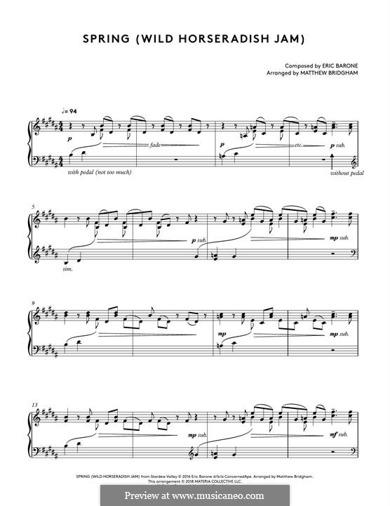 Spring (Wild Horseradish Jam) (from Stardew Valley Piano Collections): Spring (Wild Horseradish Jam) (from Stardew Valley Piano Collections) by Eric Barone