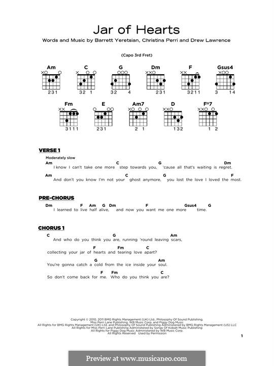 Jar of Hearts: Para Guitarra by Barrett Yeretsian, Christina Perri, Drew Lawrence