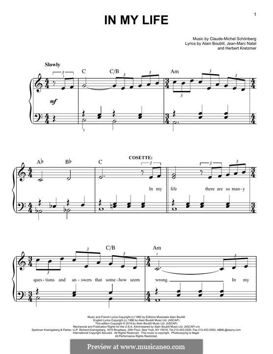 In My Life: Facil para o piano by Claude-Michel Schönberg