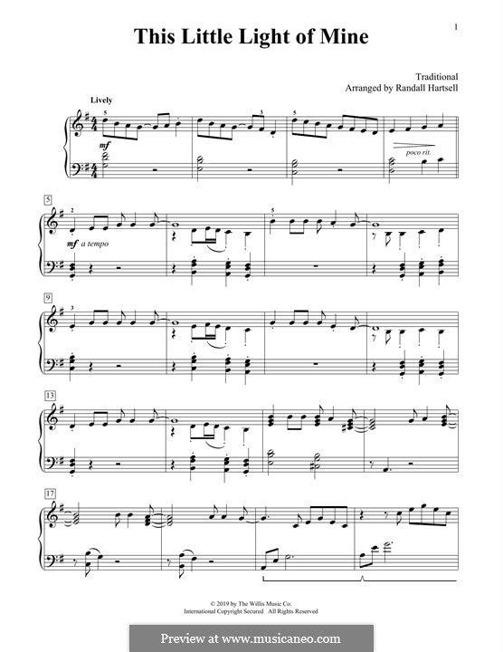 This Little Light of Mine (Printable scores): Para Piano by folklore