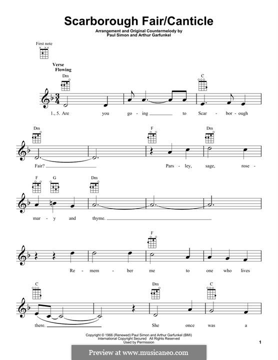 Scarborough Fair / Canticle: para ukulele by folklore