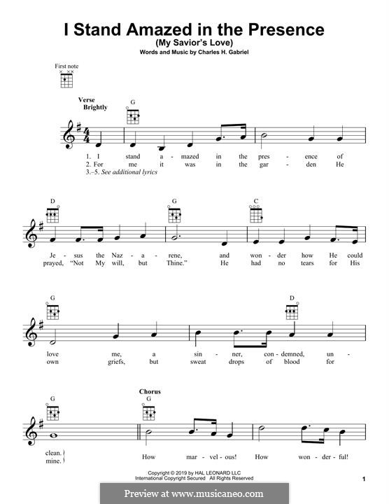 I Stand Amazed in the Presence (My Savior's Love): para ukulele by Charles Hutchinson Gabriel
