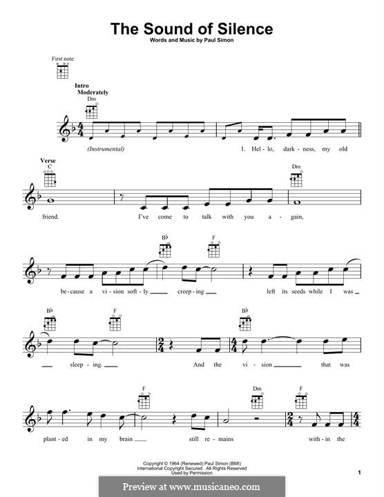 The Sound of Silence (Simon & Garfunkel): para ukulele by Paul Simon