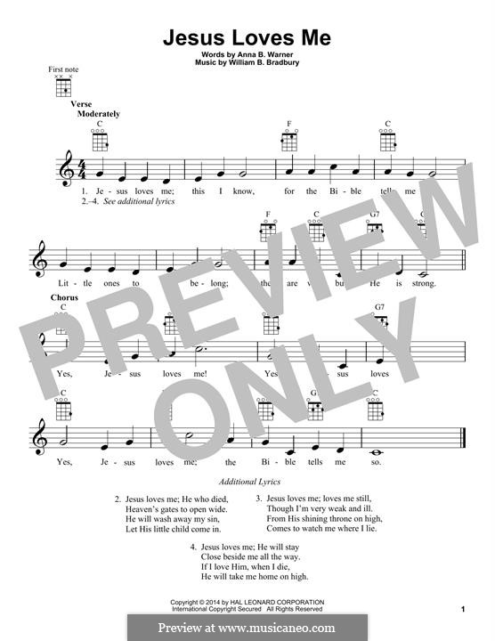 Jesus Loves Me: para ukulele by William Batchelder Bradbury