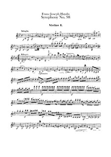 Symphony No.98 in B Flat Major, Hob.I/98: violino parte I by Joseph Haydn