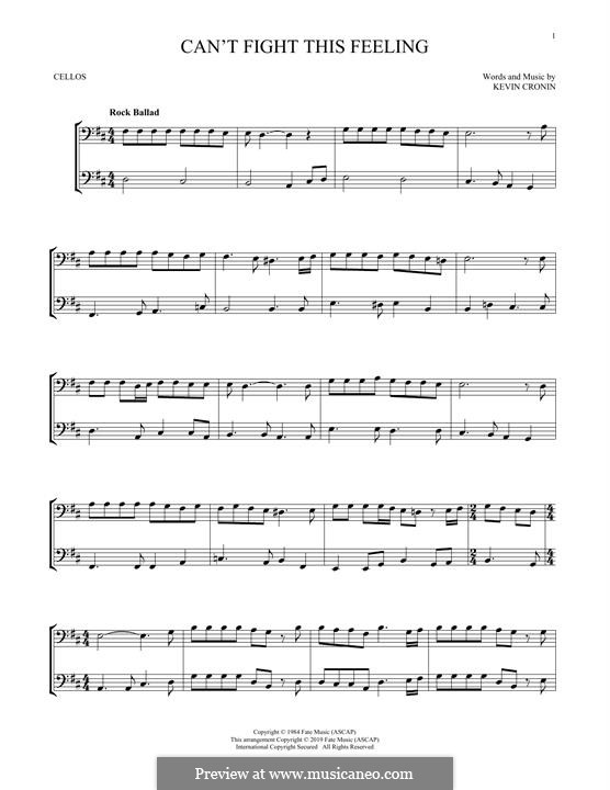 Can't Fight This Feeling: para dois violoncelo by Kevin Cronin
