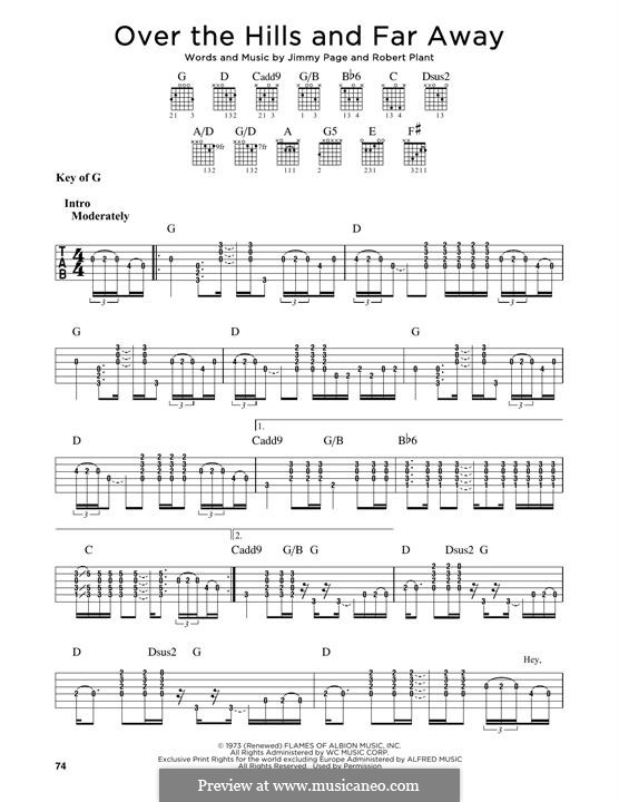 Over the Hills and Far Away (Led Zeppelin): Para Guitarra by Jimmy Page, Robert Plant