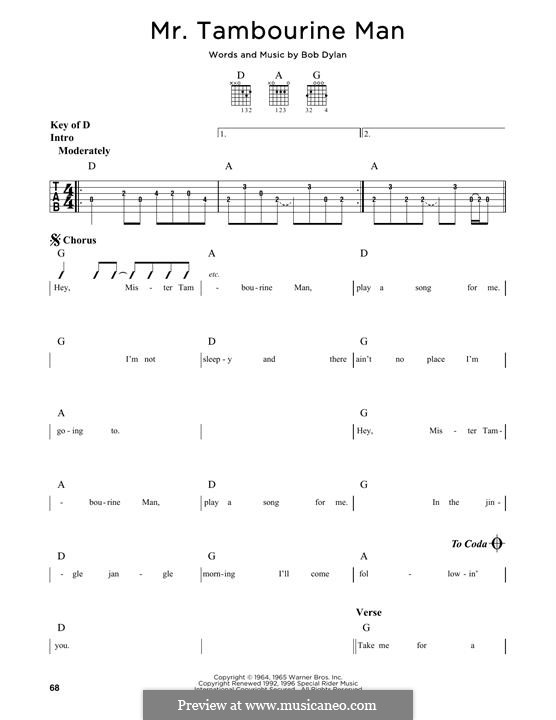 Mr. Tambourine Man: Para Guitarra by Bob Dylan