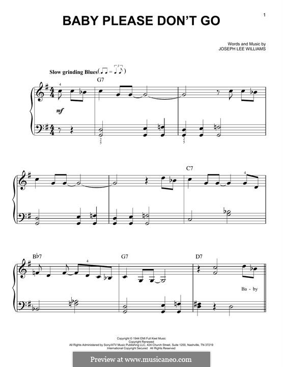 Baby, Please Don't Go (Them): Facil para o piano by Joseph Lee Williams