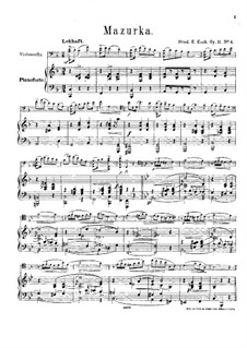 Mazurka for Cello and Piano, Op.11 No.4: Score by Friedrich Ernst Koch