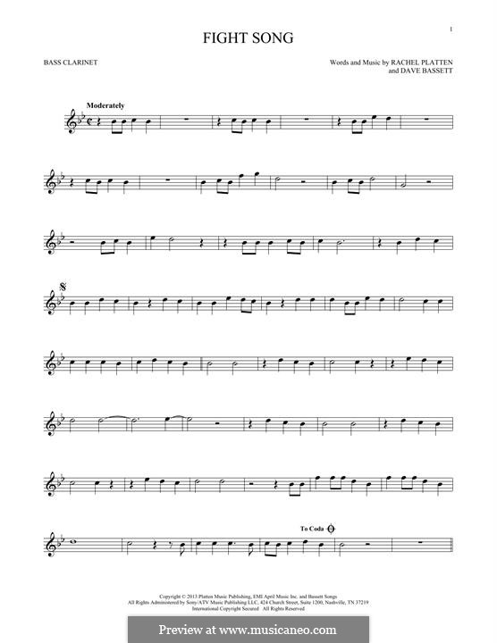 Fight Song: Parte de clarinete baixo by Dave Bassett, Rachel Platten