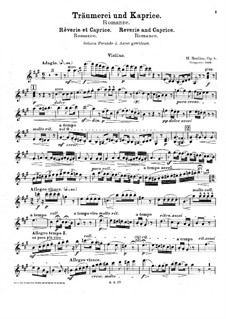 Rêverie et Caprice for Violin and Orchestra, H.88 Op.8: Version for violine and piano  – score, solo part by Hector Berlioz
