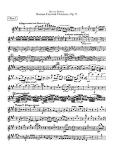 Le Carnaval Romain. Overture, H.95 Op.9: Oboe I and oboe II (or cor anglais) parts by Hector Berlioz