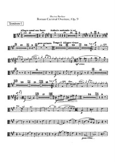 Le Carnaval Romain. Overture, H.95 Op.9: parte trombones by Hector Berlioz