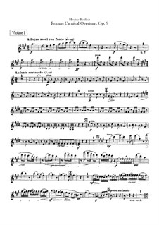Le Carnaval Romain. Overture, H.95 Op.9: parte violinos by Hector Berlioz
